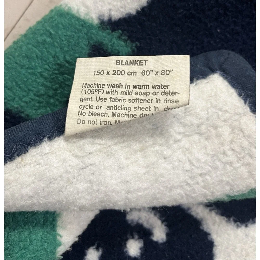 Vuteks Vukovar Crown Crafts Snowman‎ Blanket Reversible Navy White Christmas VTG